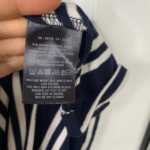 Anthropologie Maeve navy Striped Turtleneck Long Sleeve Dress XS Small - Picture 5 of 6